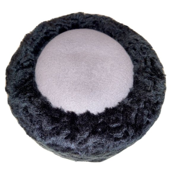 Vintage Hat Persian Curly Lamb\'s Wool Black & Gray EUC in Box Womens Made USA